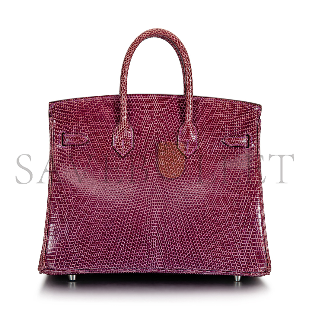 H**mes master birkin 30 lizard wine red silver buckle h028352ca51 (30*22*16cm)